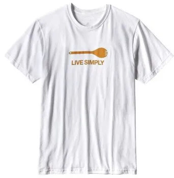 Vivir Simplemente Spork T-Shirt Blanco Responsabilidades-Camiseta de Algodón y poliéster ropa de Calle Imprimir Camisa Talla S-3Xl