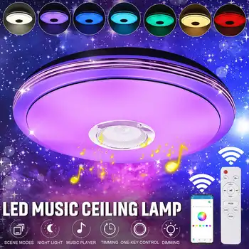 80W RGB LED Luces de Techo bluetooth de la Música Moderna Lámpara de Salón Dormitorio Cocina Accesorio de Iluminación de la Superficie de Montaje del Control Remoto