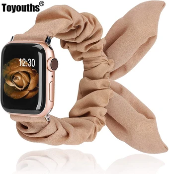 Toyouths Scrunchies Correa para el Apple Watch 38mm/42mm Arco de Mariposa de Tela 2020 las Mujeres Correa de Tela para el iwatch 5 4 3 2 1 40mm/44mm