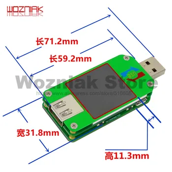 WOZNIAK UM24 UM24C para la APLICACIÓN USB 2.0 Pantalla LCD Voltímetro amperímetro de carga de la batería de voltaje medidor de corriente con el multímetro mida Tester
