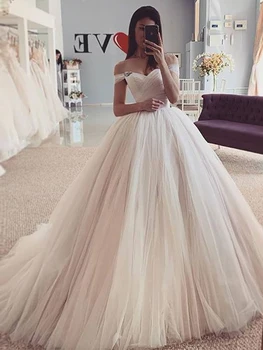 LORIE Fuera del Hombro vestido de Tul Vestidos de Novia de 2020 Encantador Abierto del Cordón de la Princesa Vestidos de Novia Más el Tamaño de Una línea de Vestidos de Fiesta