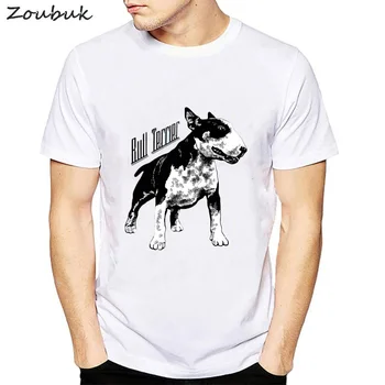 Verano miling Bull Terrier Camiseta de los Hombres de Algodón Suelta de Manga Corta Camiseta camisetas Geek Estilo Casual y Fresco del Hombre camisetas Tops