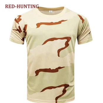 Militar de Camiseta de Manga Corta Ejército de Camuflaje Táctico Uniforme de camiseta para Hombre al aire libre Senderismo T-Shirt