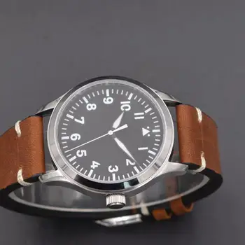 42mm Reloj de los Hombres Corgeut Gaviota Mecánico Automático Reloj de Cristal de Zafiro Luminoso de Cuero Simple piloto de estilo clásico reloj