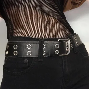 La moda de Doble Botonadura Amplia de la PU de la Correa de las Mujeres Harajuku Estilo Punk Cinturones de Moda