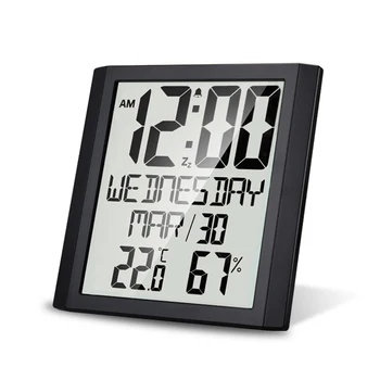 TS-8608 Reloj despertador Digital de la Pantalla Grande Cubierta Termómetro Higrómetro Electrónico Calendario de Pared Reloj de Mesa de Escritorio