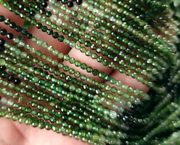 AAAA suelta perlas de la Turmalina verde ronda facetas de 2,4 mm de la naturaleza para la fabricación de la joyería collar de 32cm FPPJ mayorista