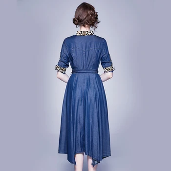 Verano Irregulares Tencel De Mezclilla Azul Vestido Midi Zomerjurk Dames 2020 Vestido De Las Señoras Vestido Talla Grande Vetement Femme K3119