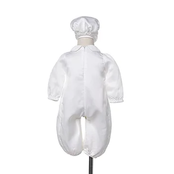 Bebé niño ropa de Satén blanco de bautismo bebé monos Con tapa recién nacido Trajes Conjunto de niño de Primer cumpleaños Bautizo ropa de Fiesta