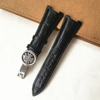 25-12mm de Cuero genuino correa de reloj de Patek PP 5711 / 5712G Nautilus pulsera de los hombres y mujeres dedicados muesca de la pulsera de 25mm