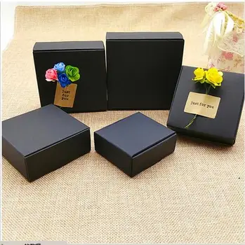 10pcs 13 Negras de tamaño de papel de Kraft de la caja de regalo de boda,cumpleaños, fiesta de bodas de regalo pequeño papel negro caja de regalo para galletas dulces