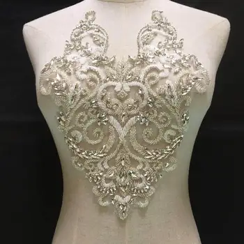 Rhinestone blusa apliques, apliques de cristal, cristal blusa apliques para el vestido de boda, pesado cordón de la blusa apliques ZL5#
