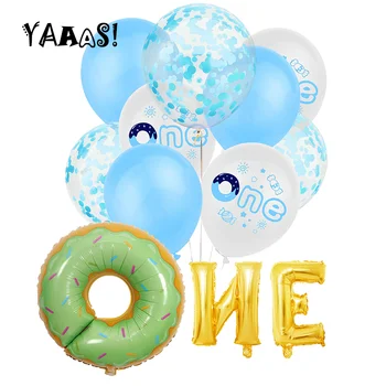 YAAAS! Tarta de donuts Lámina de Impresión de Látex 1 DE Globos para los Niños de la Fiesta de Cumpleaños Decoración de Baby Shower Aire Bolas de Suministros
