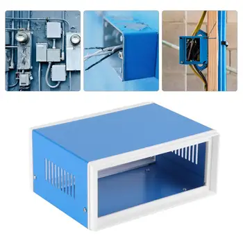 Azul caja de Metal de Caso del Proyecto de BRICOLAJE Caja de conexiones Accesorios sin los Paneles Frontal y Posterior 170 x 130 x 80 mm