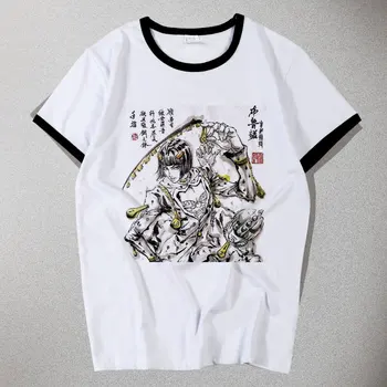 Giorno Giovanna camiseta de Anime de JOJO's Bizarre Adventure de Oro de Viento de Cosplay camisetas de pintura con tinta de verano camiseta Tops Hombres Camisetas