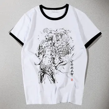 Giorno Giovanna camiseta de Anime de JOJO's Bizarre Adventure de Oro de Viento de Cosplay camisetas de pintura con tinta de verano camiseta Tops Hombres Camisetas