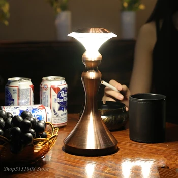 Toque el Sensor de la Lámpara de Mesa Moderna de Led Bar Restaurante Sencillo Lámpara de Mesa de Metal Lámpara de Escritorio Regulable Art Deco Recargables USB Luz de la Noche