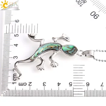 CSJA Casa Lagarto Gecko Colgante & Collar de Nueva Zelanda Natural de Concha de Abulón Color Plata Colgantes Animales de la Joyería de las Mujeres de los Hombres G053