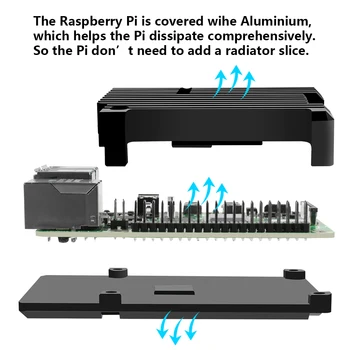 Raspberry Pi 4 4B caja de Metal Raspberry Pi Caso de Aleación de Aluminio con Refrigeración Pasiva Caso de Raspberry Pi 4/4B