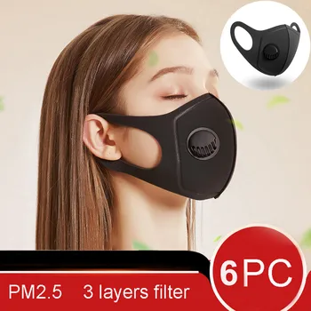 6Pcs Anti Polvo Máscaras PM2.5 prueba de Polvo Unisex Gancho Máscaras Mucho Lavable Cara de la Máscara de Filtro Reutilizable mascarillas mascarilla maske