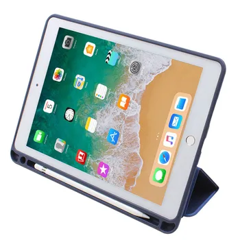 Caliente de Cuero de la PU Smart Case para Apple iPad Pro de 12,9 2017 con soporte de Lápiz de Silicona Suave Cubierta Posterior para el ipad pro de 12,9 pulgadas+película