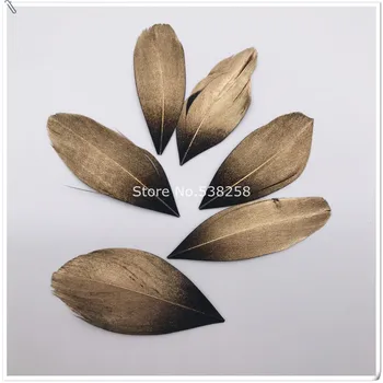 Teñido de oro 3-8 cm de Plumas de Ganso para manualidades plumas de DIY de la Joyería Accesorios de Ropa de la Boda decoración