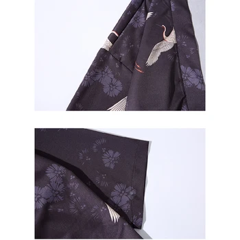 Kimono Túnica Haori Japonés Asiático Chino de Ropa para Hombres Unisex de la Grúa Yukata Retro Fiesta Más Tamaño Tangsuit Suelto Japón de la Moda