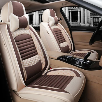 Cobertura completa de fibra de lino de asiento de coche cubierta de auto cubre asientos para seat leon 1 2 3 5f mk1 mk2 mk3 toledo 2