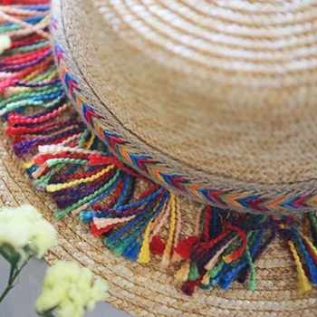 2019 Nuevo Padre-hijo Panamá de la Moda del estilo de la Borla de la Trenza de Adultos a los Niños sombreros de sol Visera de la Primavera Verano de Ourdoor de Playa, Sombreros de Paja