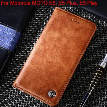 Caso para Motorola MOTO E5 jugar más de Lujo de Cuero Flip cubierta del Soporte de la Ranura de la Tarjeta Sin imanes para MOTO E5 Jugar Más caso funda