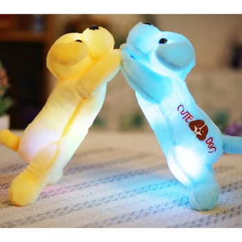 32cm perro de Peluche, muñeca con el colorido de la luz del LED que brilla intensamente perros con bordado de los juguetes de los niños de la muchacha de los niños regalo de cumpleaños