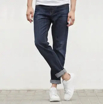 2018 nueva mijo DMN rojo clásico oído jeans de pierna recta de alta calidad del verano de los hombres casual de longitud completa de pantalones de jeans sueltos