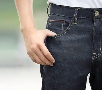 2018 nueva mijo DMN rojo clásico oído jeans de pierna recta de alta calidad del verano de los hombres casual de longitud completa de pantalones de jeans sueltos