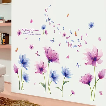 Flores, Plantas Pegatinas de Pared DIY Chica Flamingo de vinilos para la Sala de Niños del Dormitorio de la Cocina de la Decoración del Hogar