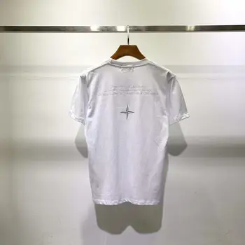 Letra de bordado de la Camiseta de los Hombres de Hip-Hop de Algodón T-shirt O-cuello de Verano Japonés Masculino Causal de las Camisetas de la Moda Reflectante
