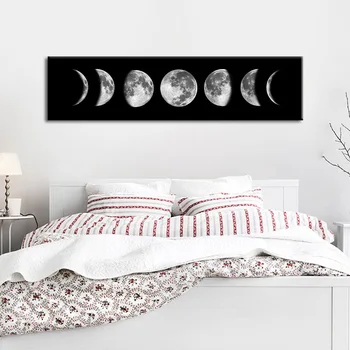 En Blanco y negro Fase de la Luna Lienzo Carteles y Grabados Luna Arte de la Pared de la Pintura Abstracta Imágenes para para la Sala de estar Decoración para el Hogar