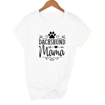 Teckel de Mama Perro de la Pata Graphic Tees de Ropa para Mujer Camiseta de Verano Amante de los Perros Estética de Impresión Kawaii Tops Camisetas Mujer Nueva