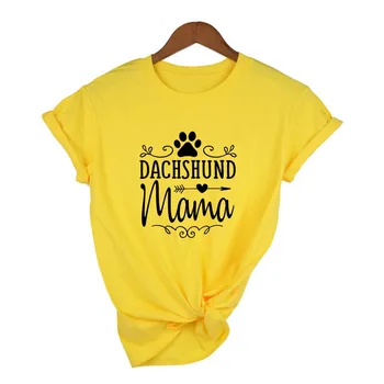 Teckel de Mama Perro de la Pata Graphic Tees de Ropa para Mujer Camiseta de Verano Amante de los Perros Estética de Impresión Kawaii Tops Camisetas Mujer Nueva