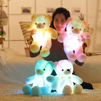 50cm Creativo se ilumina el LED de Oso de Peluche Animales de Peluche de Juguete de Felpa de colores Brillantes Regalo de Navidad para los Niños de la Almohada