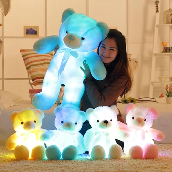 50cm Creativo se ilumina el LED de Oso de Peluche Animales de Peluche de Juguete de Felpa de colores Brillantes Regalo de Navidad para los Niños de la Almohada
