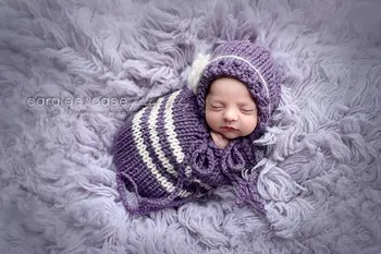 Bebé violetas bolsa de dormir,hechos a Mano bebé saco de dormir con gorro para recién nacido la fotografía props