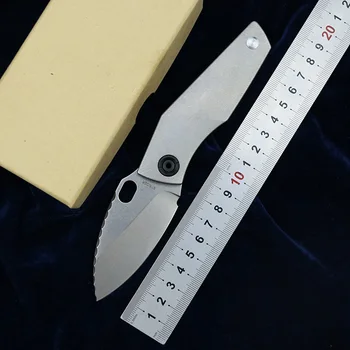 Precio de liquidación SJ75 cuchillo plegable D2 cuchilla de titanio CF manija de cobre de la máquina de lavado para acampar al aire libre de la utilidad cuchillo de frutas EDC