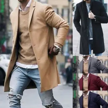 La marca de un Solo pecho abrigo de lana 2019 invierno gruesa caliente caliente de lujo casual de negocios de los hombres slim chaqueta de abrigo