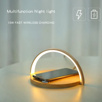 Inalámbrico Cargador Rápido de la Lámpara de Mesa para iPhone SE 8Plus X XR XS 11 PRO Max Samsung S9 S10 S20 Note10 9 Carga de la noche, la luz de la Almohadilla