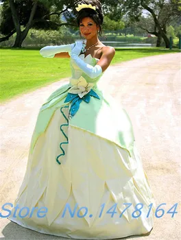 La Princesa y el sapo Tiana traje de cosplay disfraces de Halloween para mujer adulto traje Elegante Vestimenta Tiana vestido de Verde