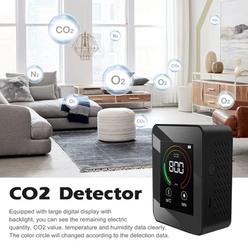 Monitor de CO2 de la Calidad del Aire Probador de Detector de Co2 Suministros Blanco Analizador de Profesión Sensor de Gas Accesorios de la Herramienta de Medición del Instrumento
