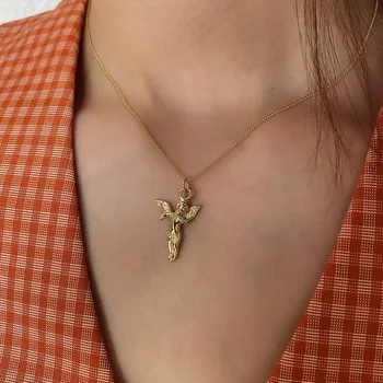S'STEEL Ángel Collar de Colgantes de la Plata Esterlina 925 Para las Mujeres de Oro Collares Collares De Plata De Ley 925 Mujer Joyería Fina