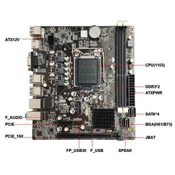 LGA1155 Práctica de la Placa base Estable para H61 Zócalo de Memoria DDR3 de Accesorios de Ordenador de la Junta de Control