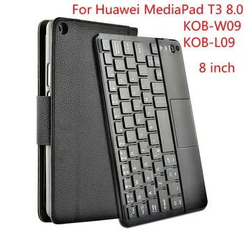 Caso para Huawei MediaPad T3 8.0 Protector de Teclado Bluetooth Inalámbrico Smart Cover de Cuero de la PU Caso para Huawei KOB-W09 L09 de 8 Pulgadas