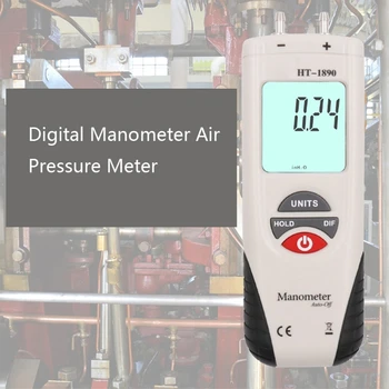 HT-1890 Digital Manómetro, Puerto Dual de Aire Medidor de Presión Medidor de Presión de HVAC Probador de Gas, Manómetro para Presión Diferencial